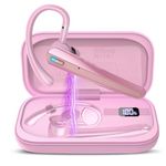 SKIUDCT Bluetooth Headset V5.3 120Hrs Talk Wireless Headset with Dual ENC Noise Canceling Mic Mute, Hands Free Bluetooth Earpiece Business/Office/Driving, Headphones for iOS Android, Laptop, Pink