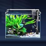 LAQUAL Ultra Clear Small Fish Tank with Filter & Light (3 Gal), Rimless Glass Low Iron Aquarium Starter Kit, Beta Fish Tank & Filter with Surface Skimmer & 3-Mode LED Light