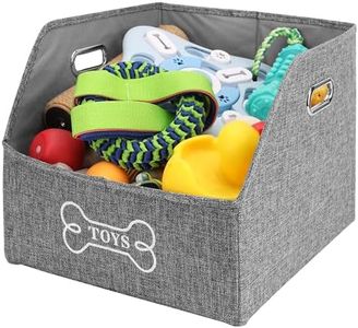 BELLE VOUS Contenedor Plegable para Mascotas - Cubo con Asas para Juegos Pienso Comida o Accesorios de Perro o Gato - Caja Cesta de Tela Gris para Juguetes para Perros