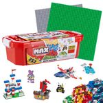 MAX Build More Building Bricks Value Set (253 Bricks and 2 Baseplates 10 x 10 Inches) Compatible with Other Major Brands by ZURU