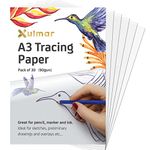 Xulmar Tracing Paper A3 90 GSM - Pack of 30 Sheets Tracing Paper for Sewing Patterns, Drawing Overlays & Sketching on Art Paper & Sketch Book