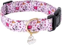 Faygarsle Fall Dog Collar Adorable Ghost Pattern Halloween Collar for Dogs Autumn Collar for Small Medium Large Female and Male Dogs Cute Neckwear for Dogs Purple Collar for Boy Girl Dogs S