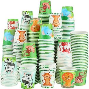 600 Pack 3 oz Small Paper Cups Disposable Animal Bathroom Cups Mini Kids Mouthwash Cups Cold Beverage Drinking Cup for Water Coolers Party Home and Office (Animals Style)