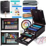 COLOUR BLOCK 152 pc Wooden Easel Mixed Media Art Supplies - Artist Painting and Drawing Kit, Professional Boxed Art Set with Acrylic Paint and Pencils, Sketch Book & Watercolor Paints