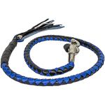 Blue & Black Combination 36" Long 1/2" Diameter Naked Soft Genuine Leather Motorcycle Get Back Whip