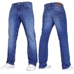 Crosshatch New Mens Stretch Straight Leg Classic Regular Fit Basic Denim Jeans by Jeanbase Mid Wash 34W X 32L