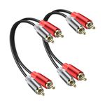 JSADZKJ 2RCA Video Extension Cable 2RCA Male to 2RCA Male Short Subwoofer Cable 2RCA to 2RCA Cable Stereo Audio Cable RCA to RCA Short Cable for HDTV Systems Speakersand DVD (2 Pcs)