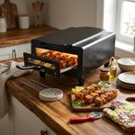 Sunberg 2200W Electric Tandoor, 16-Inch Portable Pizza Oven for Baking, Roasting, Grilling & BBQ, Ideal for 4-5 Members, Quick & Healthy Cooking at Home, Effortlessly Make Pizzas & BBQ Dishes