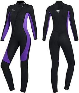 Wet Suits for Women Men Full Body 3MM Neoprene Wetsuit Diving Suit in Cold Water, Long Sleeves Front Zip Scuba Wetsuits One Piece Thermal Swimsuit for Surfing Snorkeling (3MM Women Purple, X-Large)