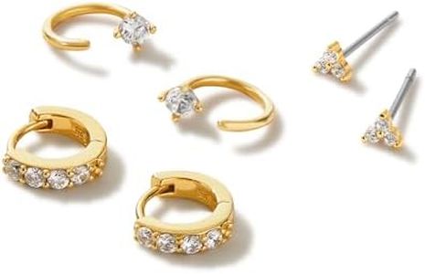 Ana Luisa Small Gold Earring Set, 3 pairs - 14K Gold Plated With Cubic Zirconia Earrings - Hypoallergenic, Water-Resistant, Tarnish-Free Jewelry - Dainty Huggie Hoops & Stud Earrings for Daily Wear