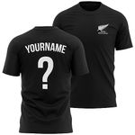 Personalised New Zealand Mens T Shirt Name and Number Rugby Tee Top Dad Grandad, XL, Black