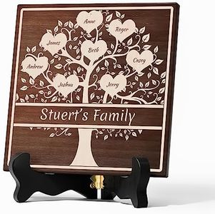 Bemaystar - Arbol de la Vida Personalizado, Regalos para Madres, Nombres de Madera Personalizados,Genealogía, Los Mejores Decoracion Hogar Regalos-20x20-8