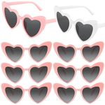 Bouiexye 8 Pack Bachelorette Sunglasses Heart Shaped Sunglasses Vintage Heart Glasses Bridesmaid Proposal Gifts for Women Wedding Party Decorations (White+Pink)