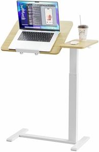Ywin Adjustable Tilt Overbed Bedside Table with Wheels Pneumatic Moveable Bed Desk Tilt-Top Laptop Desk Moveable Rolling Computer Table for Home Office Hospital Use