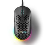 DIERYA M1SE Wired Gaming Mouse, 12800DPI Optical Sensor, 6 Programmable Buttons, Customizable RGB Honeycomb Mouse, Drag-Free Paracord, Ergonomic Design Computer Mouse for Windows PC Gamers, Black