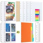 AMTAM A5 Refill Paper set, A5 Flipchart Paper With 6 Holes And Housekeeping Cards, Zip Pockets, Dividers, Rulers, Sticky Notes, Etc. for 6-Ring Binder Journal Notebook