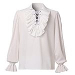 COSDREAMER Mens Renaissance Costume Poets Shirt Medieval Pirate Tops Blouse Beige