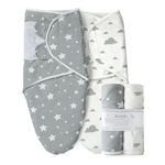 MOONLIGHT20015 Grey Swaddle Blanket 0-3 Months – Pack of 2 Baby Swaddles for Newborn 100% Soft Organic Cotton for Boys and Girls Baby Wrap