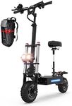 5600W 38.4AH Electric Scooter Adult 50mph & 62 Miles,11" Fat Tire Off Road Sport Scooter with Seat,Dual Oil Damping Folding Scooter,Dual Oil Disc Brake & EABS Brake Foldable E Scooter
