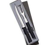 Rada Cutlery Carving Knife Set – Stainless Steel 2-Piece Carving Set With Stainless Steel Black Resin Handles