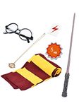 KESOCORAY Cosplay Costume Props Accessories Gifts for Harry Birthday Party Magic Wand Eyeglass Frame Knit Scarf Necklace Set-A Plus