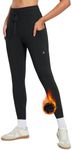 BALEAF Women's Fleece Lined Leggings Thermal Hiking Pants Water Resistant High Waisted Zipper Pocket Winter Black M