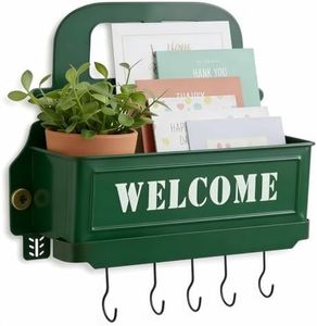 Truck Farmhouse Key Rack & Rustic Metal Wall Planter,Wall Mounted Flower Pot with Hooks, Hanging Plant Holder & Entryway Organizer for Indoor Outdoor Garden, Patio, Balcony, Farmhouse Decor (Green)