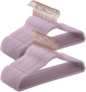 SONGMICS Velvet Hangers 50 Pack, Non-Slip Hangers with Rose Gold-Colored Swivel Hooks, Slim Space-Saving Hangers, Velvet Hangers for Closet, Heavy-Duty Hangers, Light Purple UCRF026P50