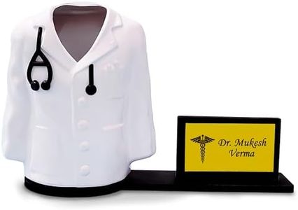 FOTO VALE GIFTS Personalized Doctor Coat Pen Stand Engraved with Your Name and Logo Permanently. For Doctors, Surgeons, Medico, Dr. & Medical Aspirants/Students.