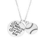 Sportybella Softball Necklace, Softball Jewelry - She Believed She Could So She Did Pendent - Perfect Softball Player Gifts