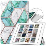 DuraSafe Cases for iPad 4 iPad 3 iPad 2-9.7 [iPad 4th / 3rd / 2nd Old Model ] A1396 A1416 A1430 A1403 A1458 A1459 A1460 Printed Soft Silicone Transparent Front & Back Cover Couverture - Marble Green