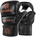 Sanabul Essential 7 oz MMA Gloves Men & Women Martial Arts Sparring Gloves Training Gloves Hybrid 7oz MMA Kickboxing Gloves - Black/Copper, Large/X-Large