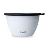 S'well Salad Bowl Kit, Moonstone, 1.9L - Salad Lunch Box with Condiment Container and Removable Tray - Leak-Proof and Dishwasher Safe, White
