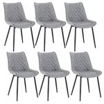 WOLTU Dining Chairs Set of 6 pcs Kitchen Counter Chairs Lounge Leisure Living Room Corner Chairs Grey Leatherette Reception Chairs with Backrest & Padded Seat