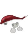 EndZone Dolphin Handheld Massager with Vibration, Magnetic, Far Infrared Therapy to Aid in Pain and Stress Relief For Men and Women big size power source from directly to Plug in(Red)