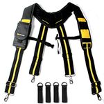 MELOTOUGH Tool Belt Suspenders with Padded Foam Adjustable Shoulder Straps, Large Phone Holder, Key Chain, Suspenders Loop Adjustable for Carpenter Suspenders Rig