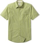 CQR Men's Regular Fit Short Sleeve Shirts, 100% Cotton Button-Up Casual Poplin Shirt, Short Sleeve Poplin Caterpillar Green, S