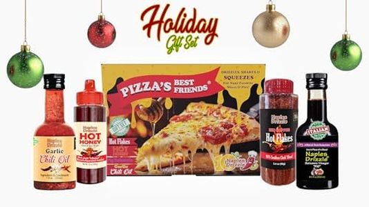 Pizza Bests Friends is the Pizza Lovers' Gourmet Condiment Gift Set! It Includes Hot Honey, Garlic Chili Oil, Fig Balsamic, and Red Pepper Hot Flakes! It's the Sweet and Spicy Collection for Your Favorite Slices and Pies!