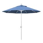 California Umbrella GSPT908170-F26 9' Round Market Umbrella, White Pole, Frost Blue Olefin