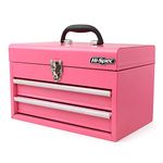 Hi-Spec Pink Steel Metal Chest & Drawers Tool Box Carry Case: Ladies Styled High-Gloss Finish Portable Storage for Everyday Use