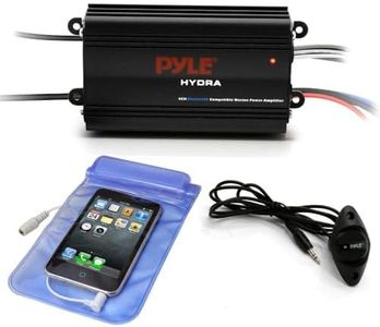 Pyle Auto 4-Channel Marine Amplifier - 200 Watt RMS 4 OHM Full Range Stereo with Wireless Bluetooth & Powerful Prime Speaker - High Crossover HD Music Audio Multi Channel System PLMRMB4CB,Black