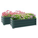 Outsunny Steel Raised Beds for Garden Set of 2, Outdoor Elevated Planter Box, Easy-to-assemble, for Growing Flowers, Herbs and Vegetables, Green