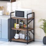 Klaxon Wood & Metal 3 Tier Microwave Oven Stand for Kitchen Storage|Kitchen Organizer Freestanding Shelf|Storage Racks|Tiered Shelf (3-Tier Oven Stand, Forest Dark & Black)