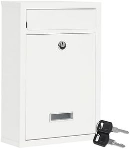 YOOBOX Wall-Mount Mailbox with Lock and Keys, Locking Key Drop Box with View Window, Locking Postbox, Steel Metal Mail Box for House Outside, 12.6 x 8.46 x 3.35 inch, White, MA003
