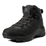 derlychug Men's Hiking Boots Military Tactical Boots Backpacking Motorcycle Lightweight Work Outdoor Walking 6" Breathable Trekking Boots（Black,44