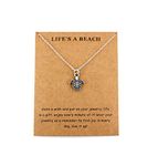 JewelleryJoy Life is a Beach Turtle Necklace Wish Card Chain Choker in Organza Bag