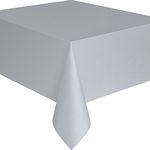 Unique Party 5083 - Silver Plastic Tablecloth, 9ft x 4.5ft