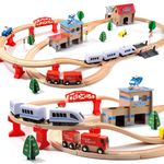 Electric Toddler Wooden Train Set Toy, 88 PCS Train Track Toys for 3 4 5 Years Old Kids, Great Gift for Kids, Boys and Girls