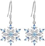 U-M Ear Hooks Women Fashion Earrings Jewelry Gift Women Faux Sapphire Inlaid Snowflake Dangle Hook Earrings Wedding Jewelry Gift KYED0228 Attractive as shown