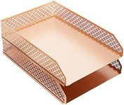 Blu Monaco Rose Gold Desk Organizer Stackable Paper Tray Set of 2 - Metal Two Tier Tray - Stackable Letter Tray - Inbox Tray for Desk